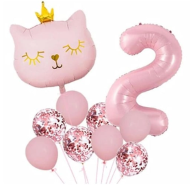  Kemer Blumenbestellung 2 Jahre alt, Helium-Kätzchen-Ballon-Set, 11-teilig