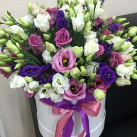  Kemer Çiçek Siparişi Renkli mor beyaz Pembe Lisyantus Aranjman