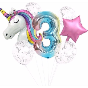  Kemer Flower UniCorn Set of 7 Helium Balloons