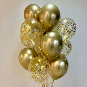  Kemer Çiçek Gönder 15 Adet Simli Ve krom Helyum Gold Balon Set
