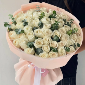  Kemer Blumenlieferung 51 Stück Importierte weiße Rosensträuße