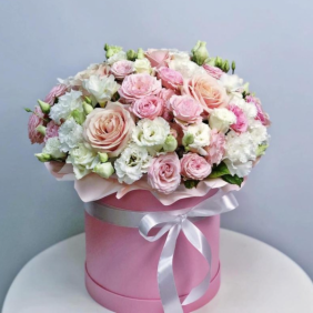  Kemer Çiçekçiler Soft güzellik Kutu Arajman Pembe Gül Beyaz Lisyantus