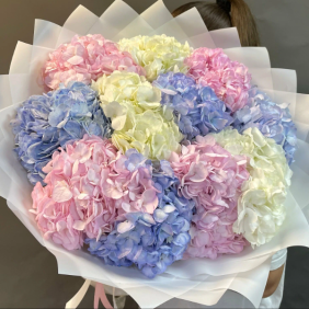  Kemer Çiçek Gönder 13 Adet Ortanca Buket beyaz pembe mavi