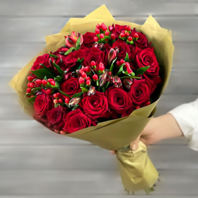  Kemer Blumen 21 rote Rosen Astomeryya Strauß