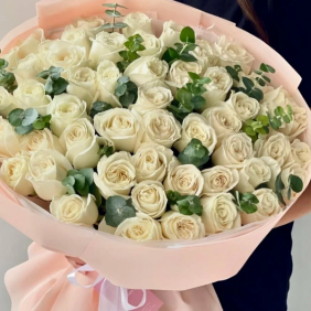  Kemer Blumenlieferung 51 Stück Importierte weiße Rosensträuße