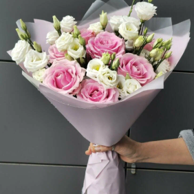  Kemer Çiçekçiler Beyaz Lisyantus & Pembe Gül Buket