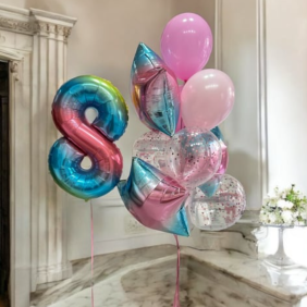  Kemer Flower Delivery Rainbow Set: 9 Helium Balloons & Number Balloons