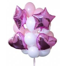  Kemer Blumenlieferung 15 Stück Folien- und Uniballons Rosa Weiß
